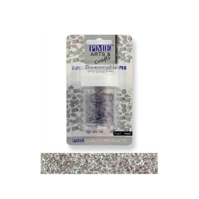 PME Glitter Flakes Cupcake Cup Cake Edible Sugarcraft Decorations Silver (7.1g)