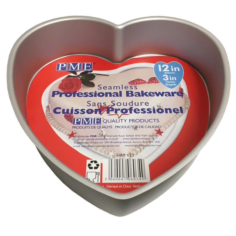 PME 12 x 3` Inch Heart Love Aluminium Cake Mold Decorating Baking Pan Tin Tray