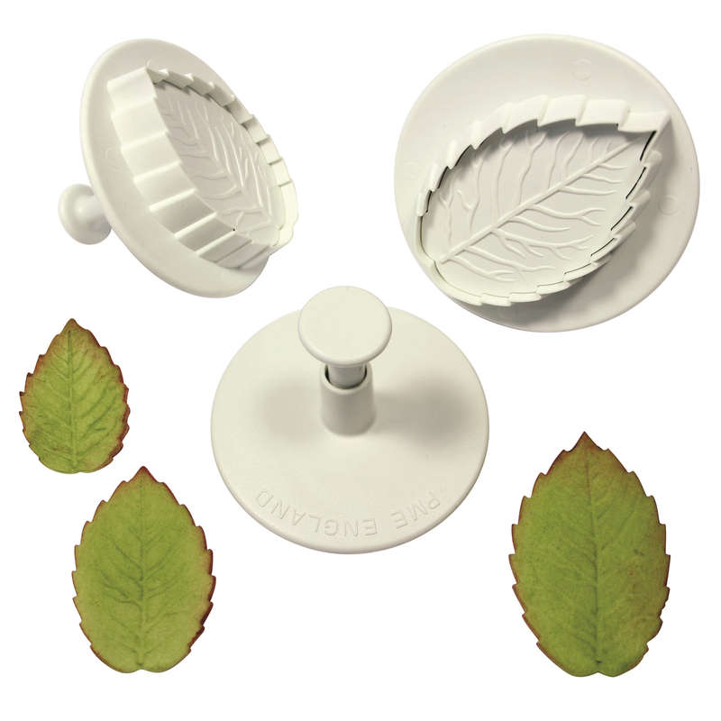 PME XXL VEINED ROSE LEAF Plastic Icing CutOut Plunger Cutter Sugarcraft Cake Dec