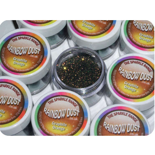 Rainbow Dust Non-Toxic Cake Glitter Decoration Sparkle Range GRAPHITE ORANGE