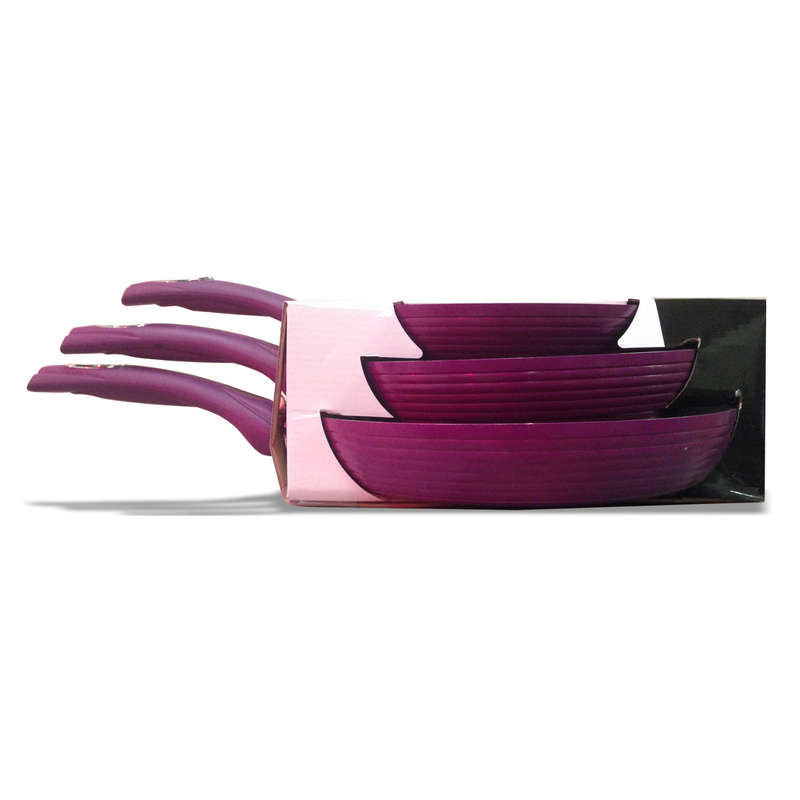Royalty Line PURPLE 3 Forged Aluminium Frying Pan Set with Non-Stick Marble Coat