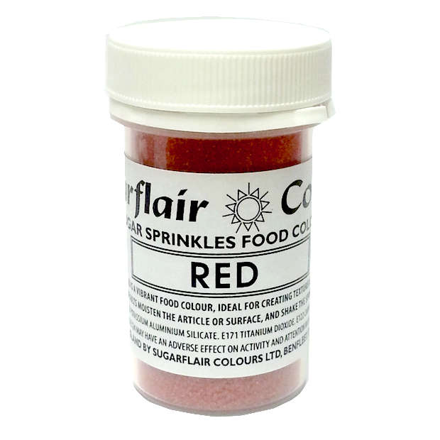 Sugarflair Sugar Sprinkles Edible Colour Cake Cupcake Icing Decorations - Red