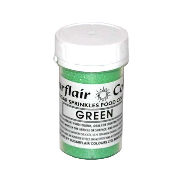 Sugarflair Sugar Sprinkles Edible Colour Cake Cupcake Icing Decorations - Green