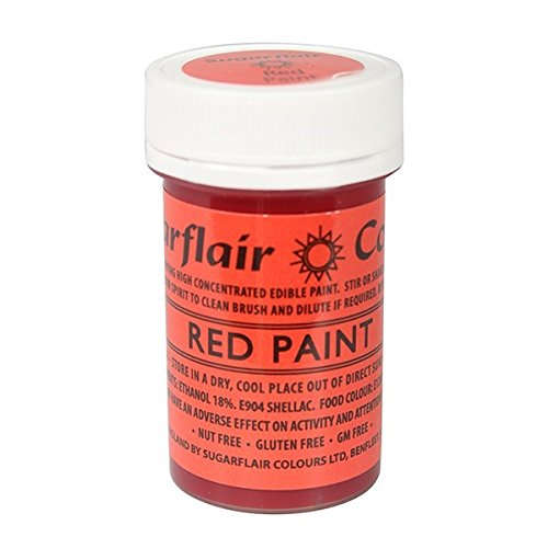 Sugarflair Red Edible Paint Cake Icing Matt Colour for Sugarpaste Decorating