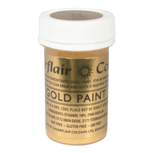 Sugarflair Gold Edible Paint Cake Icing Matt Colour for Sugarpaste Decorating