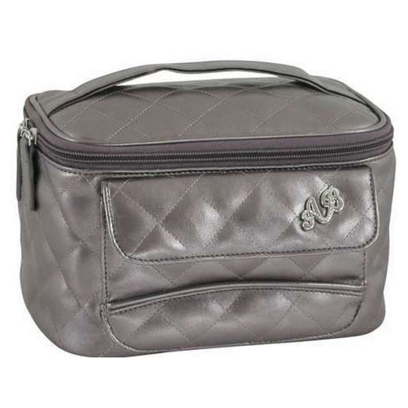 AB Collezioni Ladies Girls Glamour Beauty Cosmetics Makeup Case Silver/Grey NEW