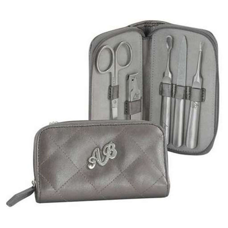 AB Collezioni Ladies Glamour Manicure Case Set With Nail File Scissors Clippers