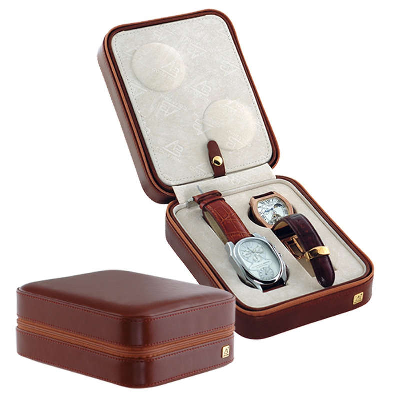 AB Collezioni Womens Mens Travel Leather Box Case Compartment for 4x Watches
