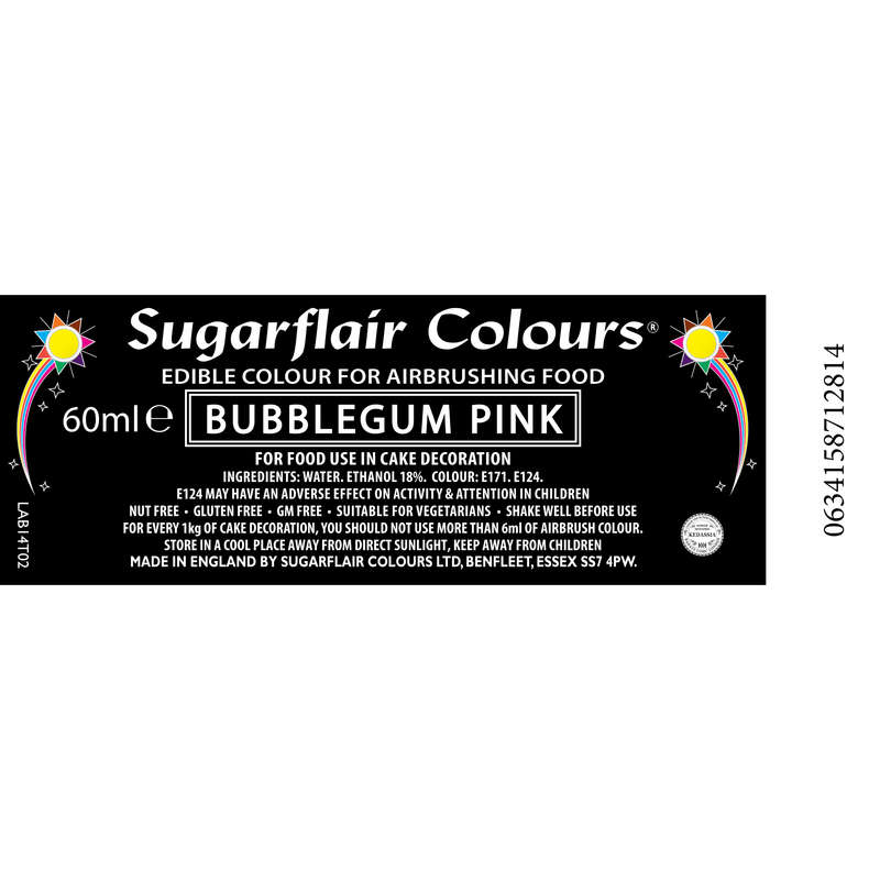 Sugarflair Airbrush Edible Liquid Colour for Airbrushing - Bubblegum Pink 60ml