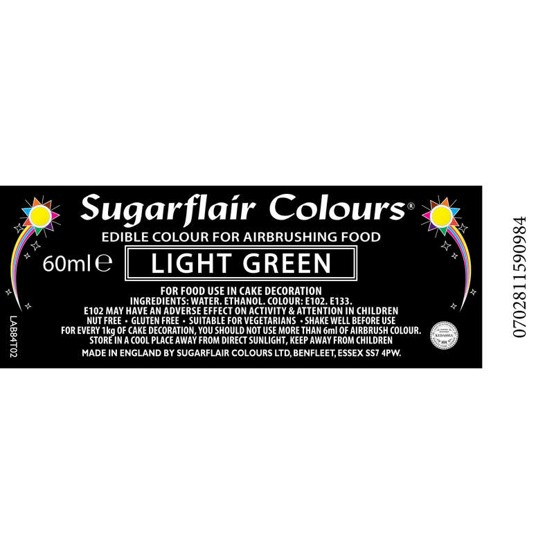 Sugarflair Airbrush Edible Liquid Colouring for Airbrushing - Light Green 60ml