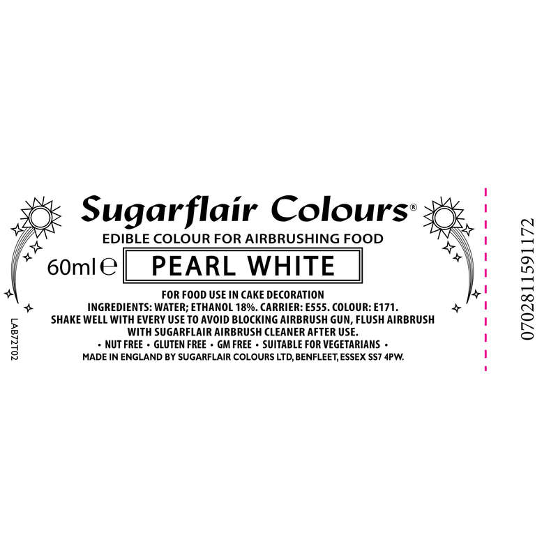 Sugarflair Glitter Airbrush Edible Food Colour Liquid - Glitter Pearl White 60ml