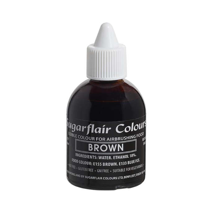 Sugarflair Airbrush Edible Liquid Food Colouring for Airbrushing - Brown 60ml