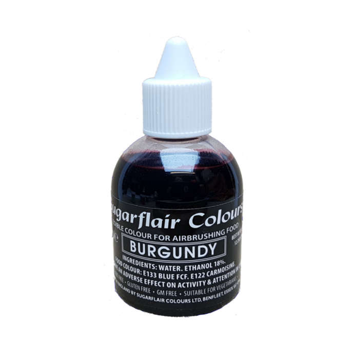 Sugarflair Airbrush Edible Liquid Food Colouring for Airbrushing - Burgundy 60ml