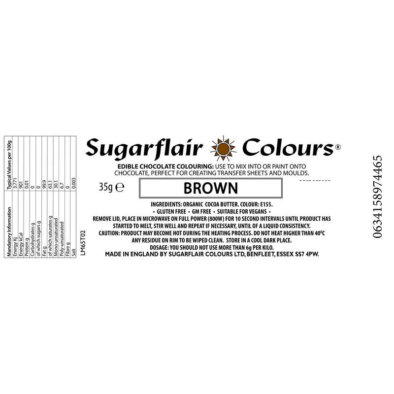 Sugarflair Chocolate Colouring Edible Oil Based Food Colouring - Brown - 35g