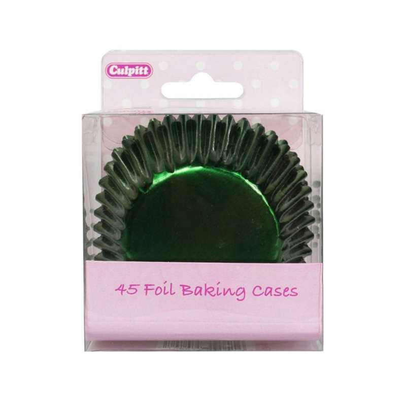 Culpitt 45pk FOIL GREEN 50mm Standard Cupcake Cup Cake Muffin Baking Cases