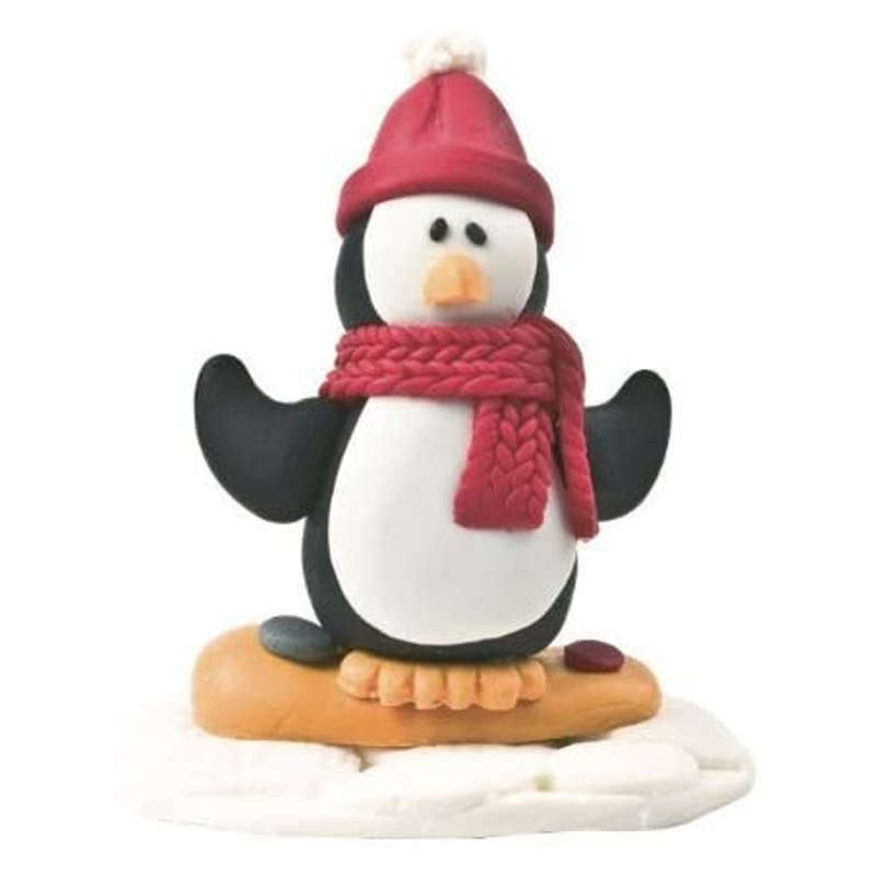 Culpitt SNOWBOARDING PENGUIN Claydough Cake Topper Decoration Figurine Xmas
