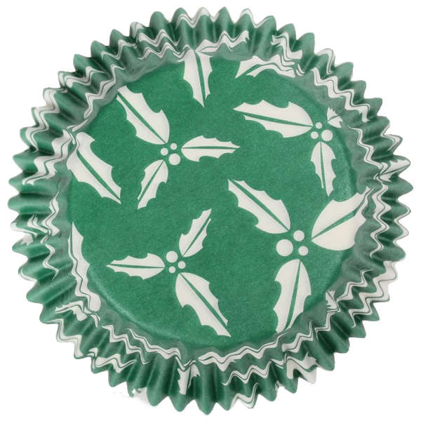 Culpitt 54pk HOLLY-GREEN 50mm Standard Cupcake Cup Cake Muffin Baking Cases
