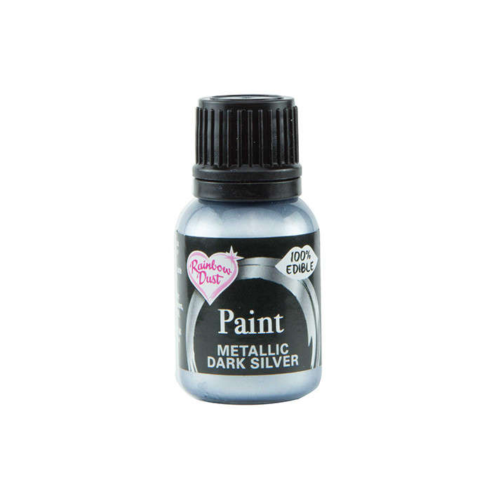 Rainbow Dust Edible Food Paint METALLIC DARK SILVER Cake Decorating Sugarcraft