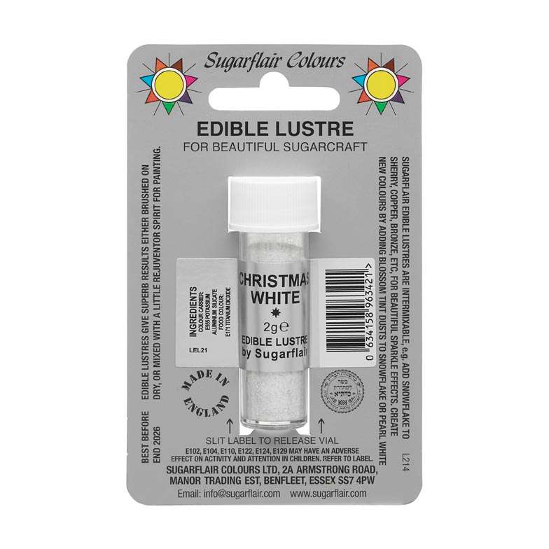 Sugarflair Edible Lustre Powder Dust Shimmer Cake Decorating - Christmas White