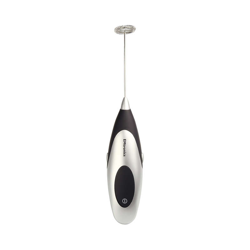 EMtronics Battery Operated Milk Frother, One Touch Function, Steam-Free - Silver