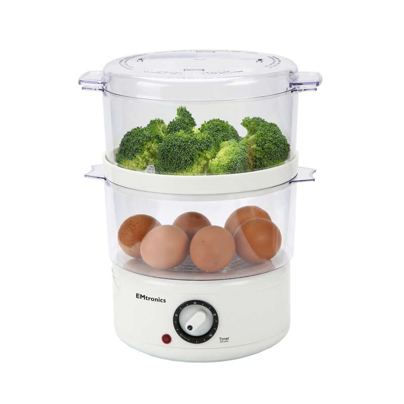 EMtronics 2 Tier Food, Steamer 4 Litre with Timer For Vegetables  open/damaged packaging Bgrade new