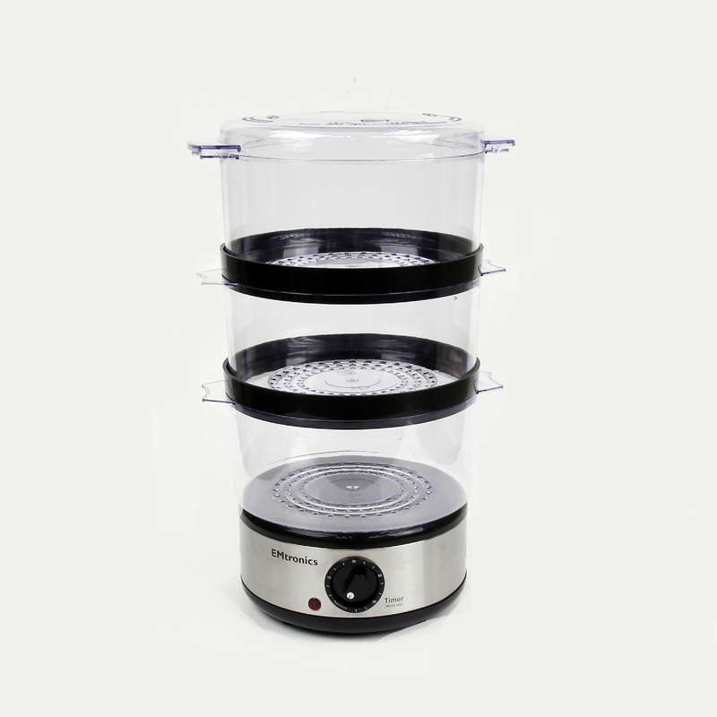 EMtronics 3 Tier Food, Meat, Veg Steamer 6 Litre with Timer For Vegetables