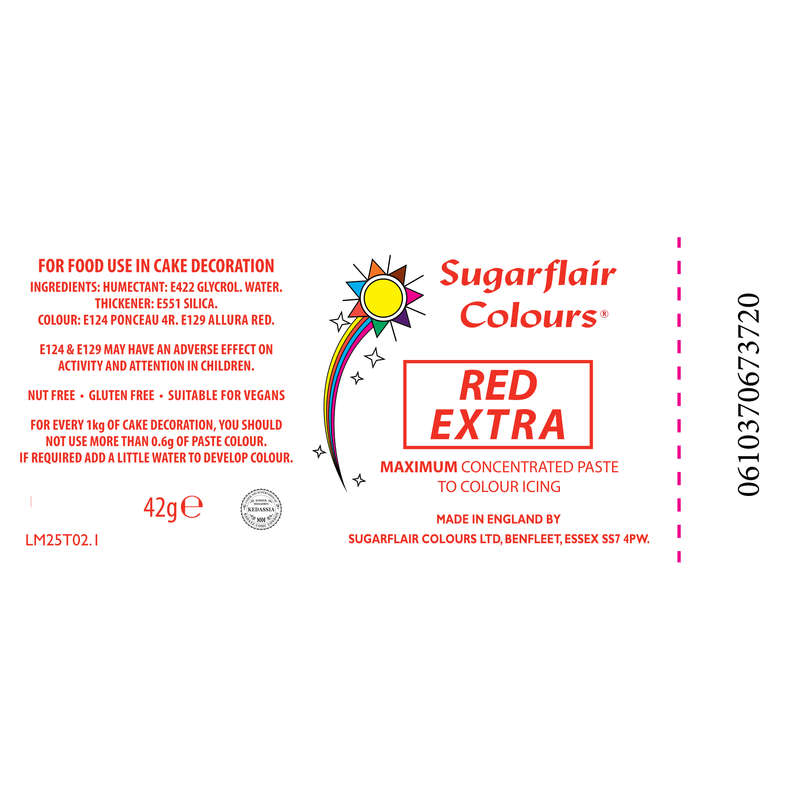 Sugarflair Maximum Concentrated Paste Edible Food Colouring 42g - Red Extra
