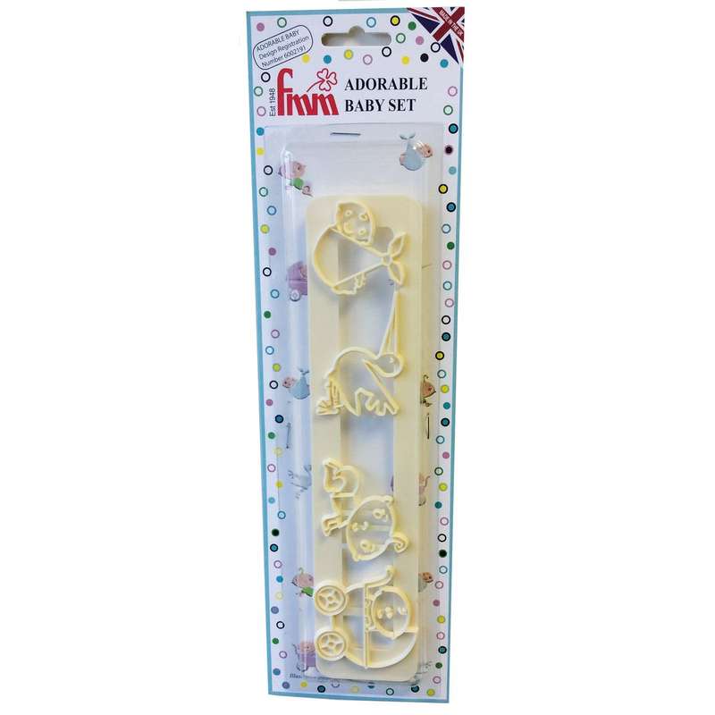 FMM Adorable Baby Icing Cutter Fondant Stork Pushchair Baby Shower Cutting Tool