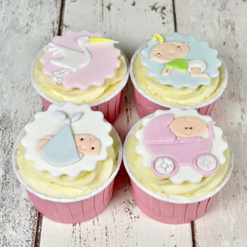 FMM Adorable Baby Icing Cutter Fondant Stork Pushchair Baby Shower Cutting Tool