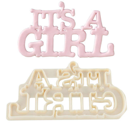 FMM It`s A Girl Icing Cutter Fondant Cake Baby Birth Christening Cutting Tool