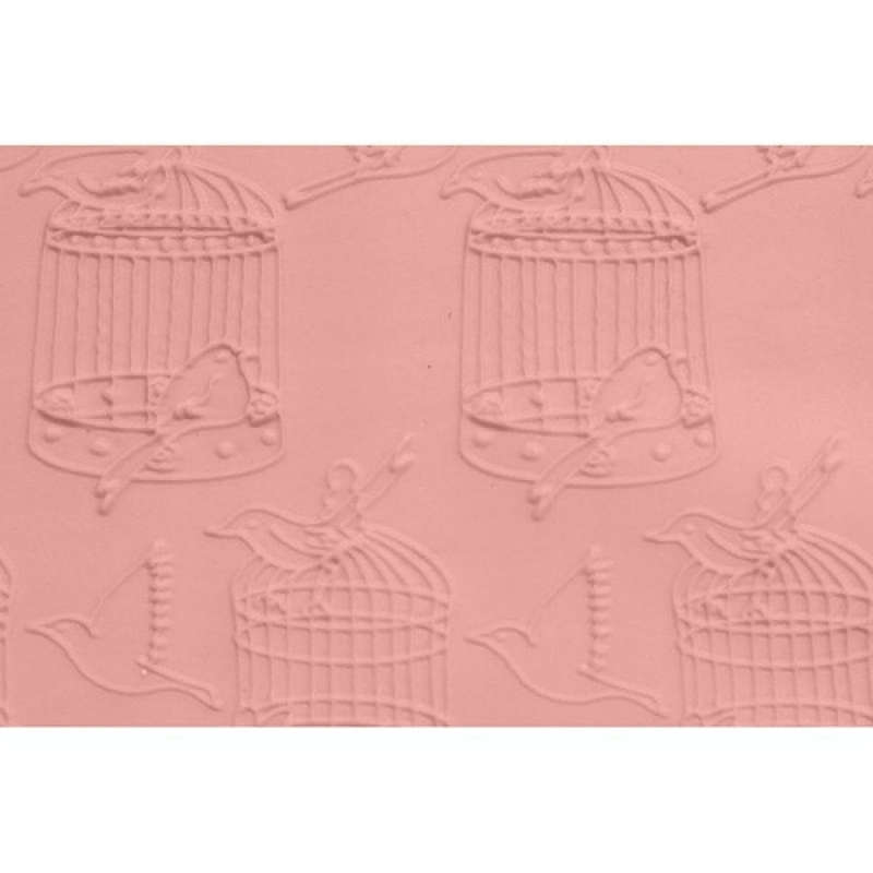 FMM Embossed Patterned Impression Cake Icing Rolling Pin 16.5cm x 1.2cm BIRDCAGE