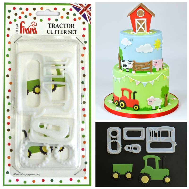 FMM Icing Cutter Farm Farmer Tractor Set Boys Cake Fondant Stencil Cut Out Tool