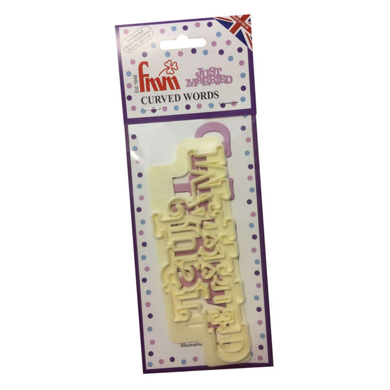 FMM - Curved Words - Just Married - Sugarcraft Icing Cutter for Cake Decorating