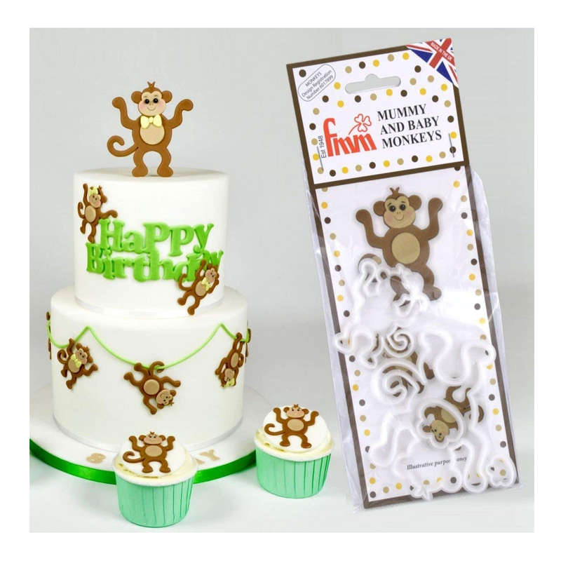 FMM Sugarcraft `Mummy and Baby Monkeys` Cake Icing Cutters
