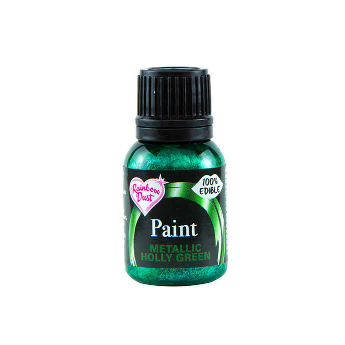 Rainbow Dust Edible Food Paint METALLIC HOLLY GREEN Cake Decorating Sugarcraft