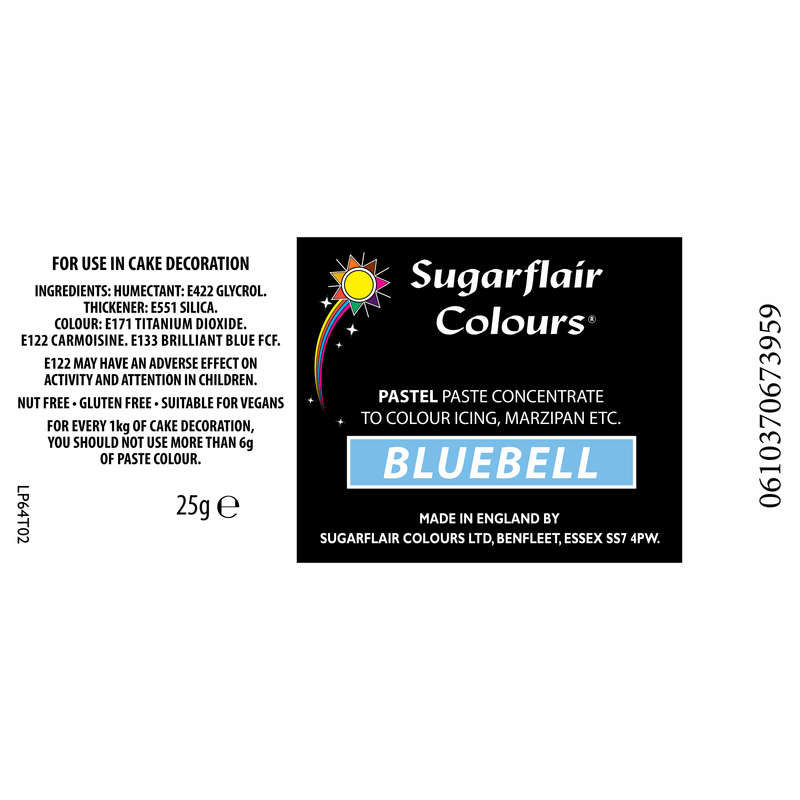 Sugarflair BLUEBELL Pastel Edible Food Colouring Colour Paste Gel Icing 25G