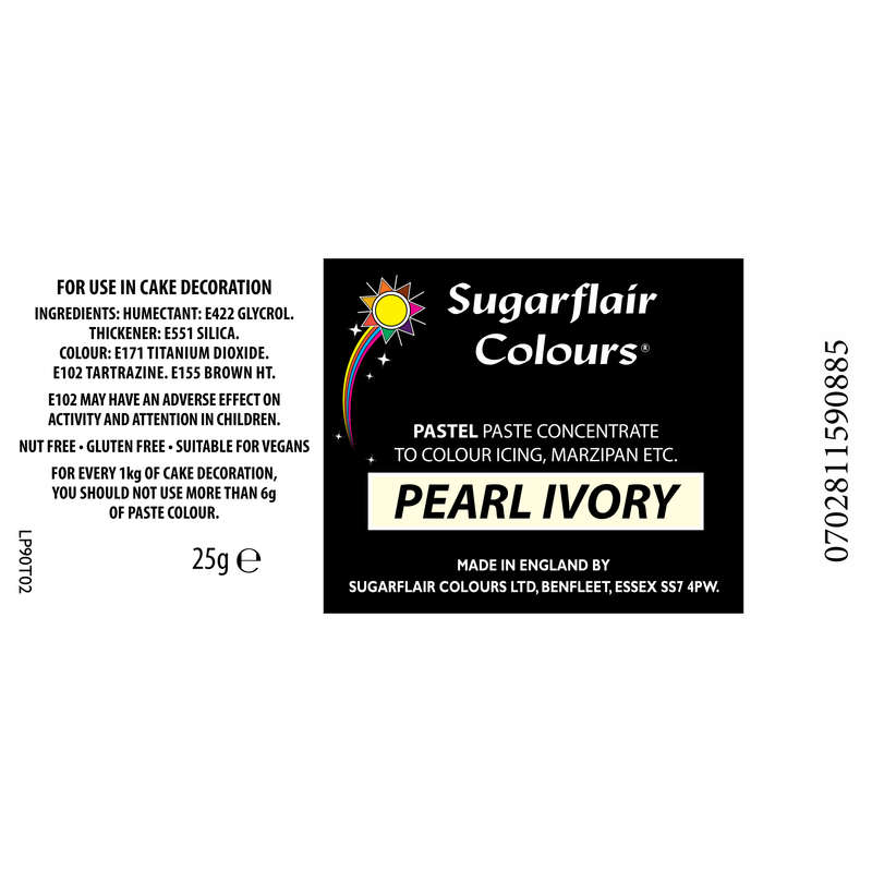 Sugarflair PEARL IVORY Pastel Paste Gel Edible Concentrated Food Colouring