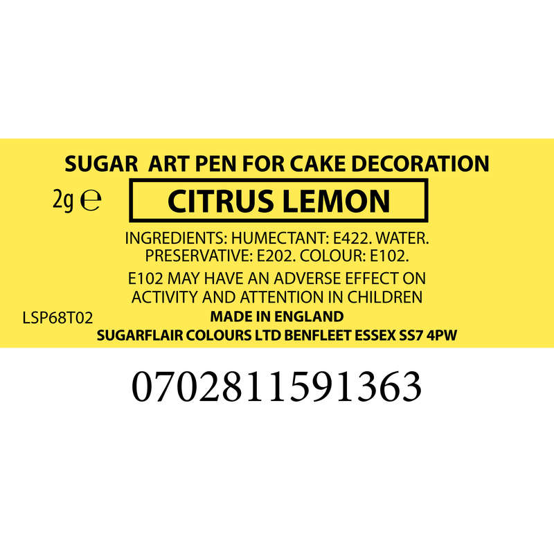 Sugarflair Sugar-Art Colour Pens - Citrus Lemon - Edible Food Colouring Pen