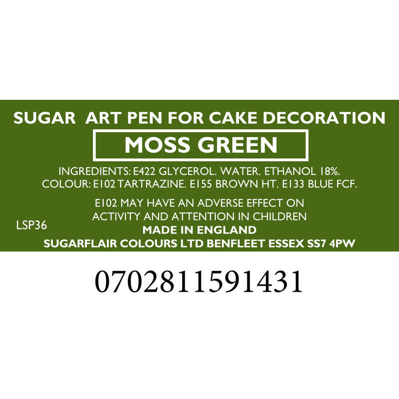 Sugarflair Sugar-Art Colour Pens - Moss Green - Dual Tip Edible Food Colour Pen