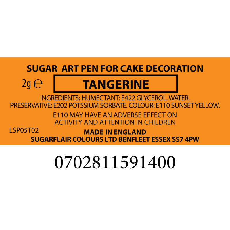 Sugarflair Sugar-Art Colour Pens - Tangerine - Dual Tip Edible Food Colour Pen