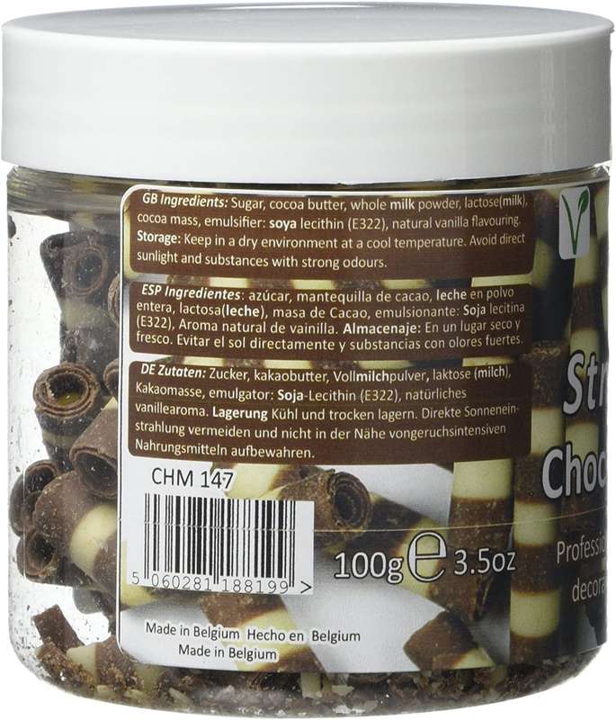 PME Belgian Striped Mini Chocolate Cigarellos Muffin Cup Cake Decorating 100g