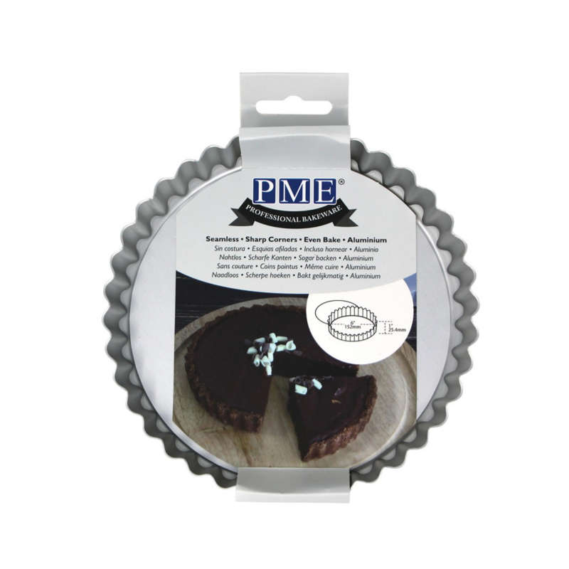 PME Loose Bottom Flan Pan - 15cm / 6` - Aluminium Flan Quiche Tart Baking Tin