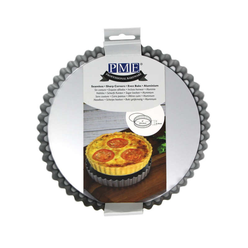 PME Loose Bottom Flan Pan - 20cm / 8` - Aluminium Flan Quiche Tart Baking Tin