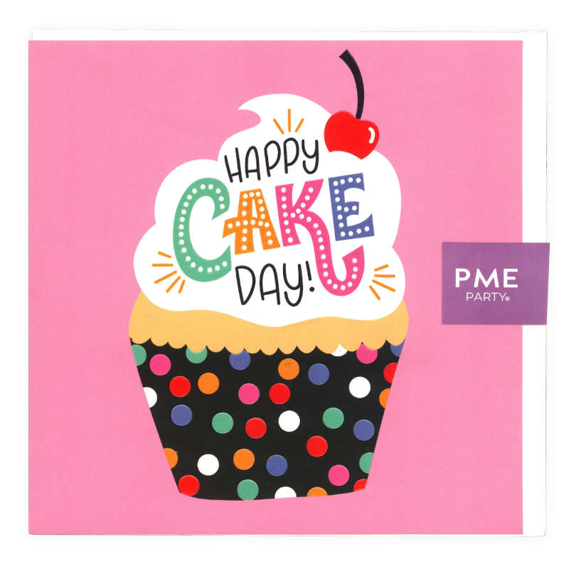 PME Greetings Cards with Envelope for Cakes - Happy Cake Day Cupcake