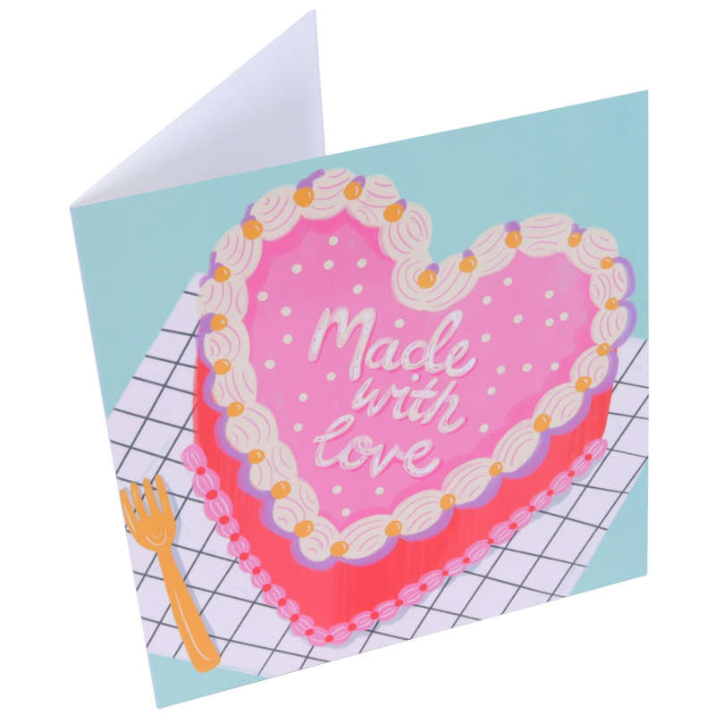PME Greetings Cards with Envelope for Cakes - Made With Love Heart Cake