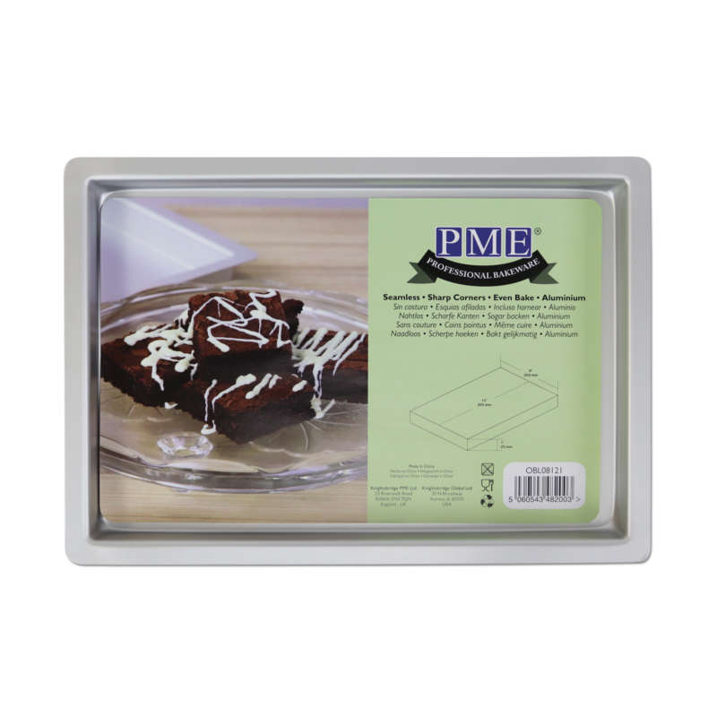 PME Oblong Brownie Pans Anodised Aluminium Baking Tin - 203mm x 304mm x 25mm