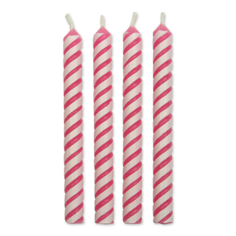 PME 24pk Medium Pink Striped Candles Celebration Birthday Party Cake Decorating