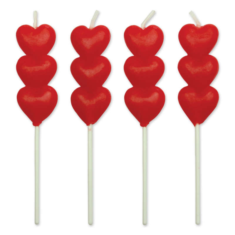 PME 8 Set RED HEARTS Candles Birthday Party Cake Decorating