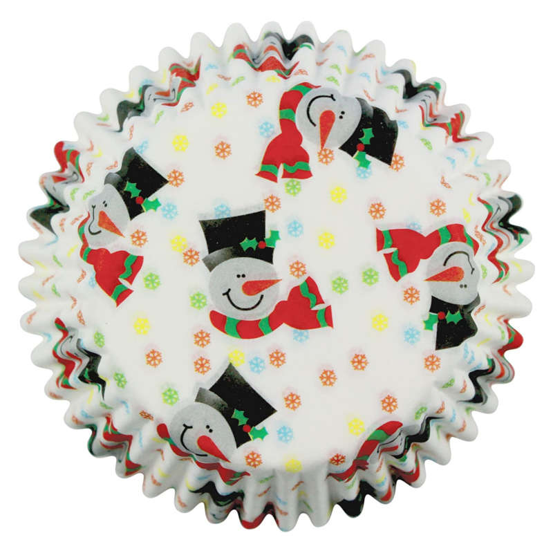 PME 100pk SMILEY SNOWMAN MINI Cupcake Muffin Fairy Cake Baking Cases Holders