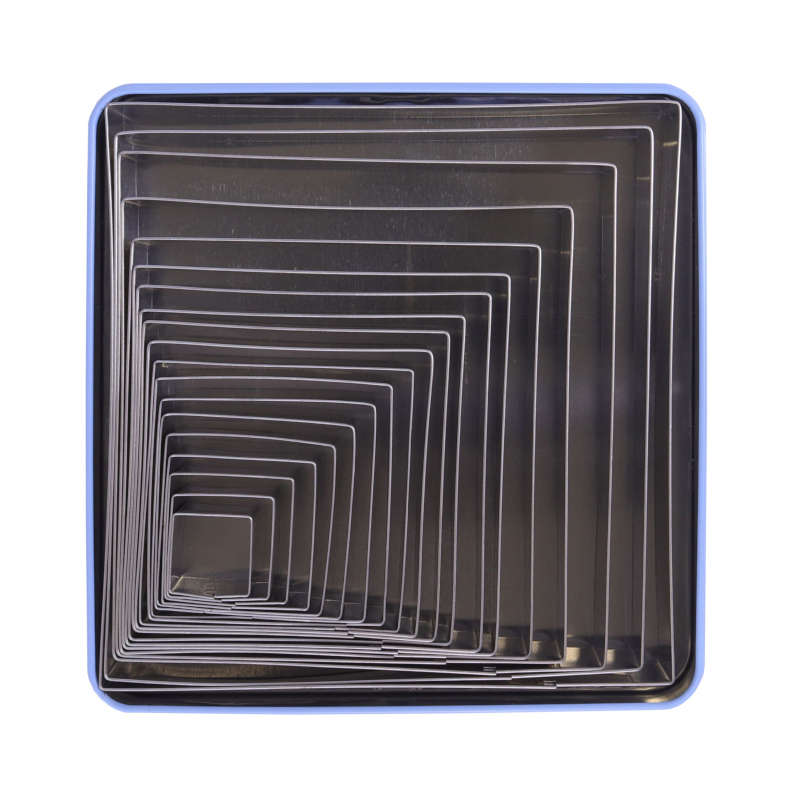 PME Square Sugarcraft Cutters - Set of 19 - Stainless Steel - Assorted Sizes